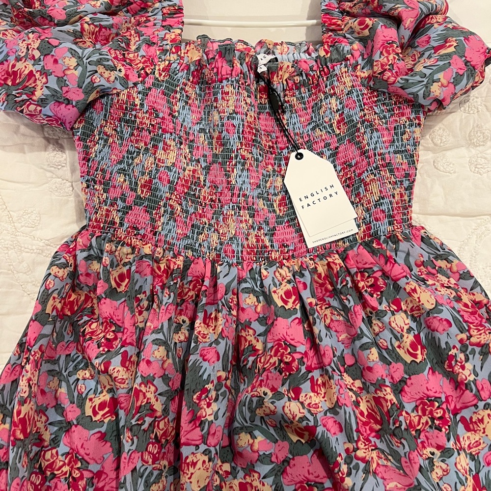 English Factory Pink and Blue Puff Sleeve Maxi Dress - Picture 7 of 12
